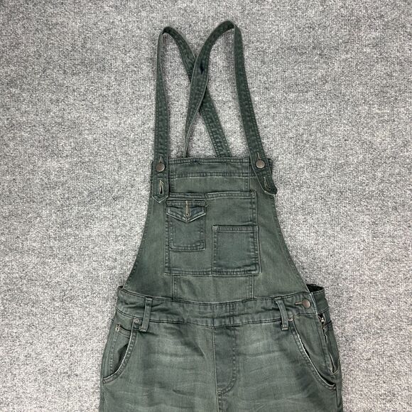 Free People Denim Washed Overalls 26 Slouchy Bib Pocket Criss Cross Jumpsuit - Picture 4 of 13